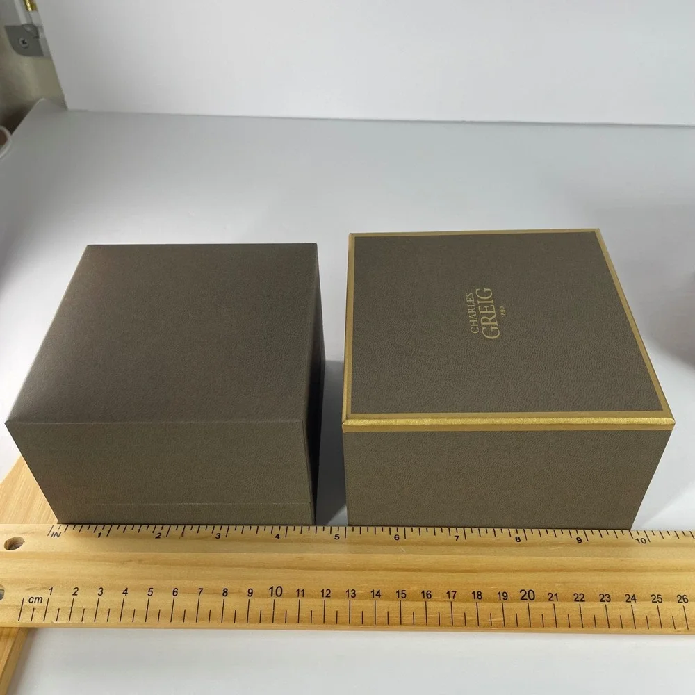 Charles‎ Greig 1899 Luxury Jewelry Watch Presentation Box Set Brown Gold Trim